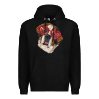 Black saint bernard with love glasses Premium Hoodie - RanaPortraitStore
