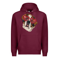 Burgundy saint bernard with love glasses Premium Hoodie - RanaPortraitStore