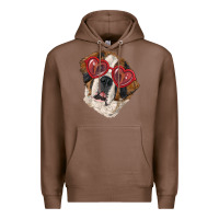 Chestnut saint bernard with love glasses Premium Hoodie - RanaPortraitStore