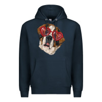 Navy saint bernard with love glasses Premium Hoodie - RanaPortraitStore