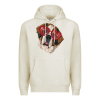 Oatmeal Heather saint bernard with love glasses Premium Hoodie - RanaPortraitStore