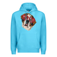 Ocean Blue saint bernard with love glasses Premium Hoodie - RanaPortraitStore