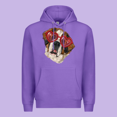 Saint Bernard With Love Glasses Premium Hoodie Designed By Ranaportraitstore
