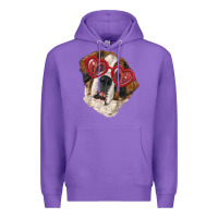 Purple saint bernard with love glasses Premium Hoodie - RanaPortraitStore