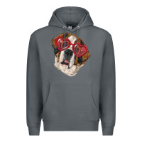 Rock saint bernard with love glasses Premium Hoodie - RanaPortraitStore