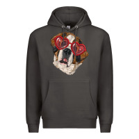 Smoke saint bernard with love glasses Premium Hoodie - RanaPortraitStore