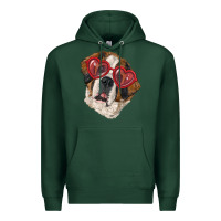 Sports Green saint bernard with love glasses Premium Hoodie - RanaPortraitStore
