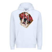 White saint bernard with love glasses Premium Hoodie - RanaPortraitStore