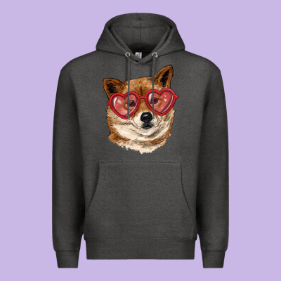 Shiba Inu With Love Glasses Premium Hoodie Designed By Ranaportraitstore