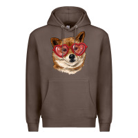 Coffee shiba inu with love glasses Premium Hoodie - RanaPortraitStore