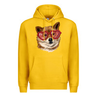 Lemon shiba inu with love glasses Premium Hoodie - RanaPortraitStore