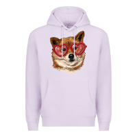 Lilac shiba inu with love glasses Premium Hoodie - RanaPortraitStore