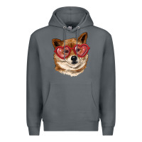 Rock shiba inu with love glasses Premium Hoodie - RanaPortraitStore