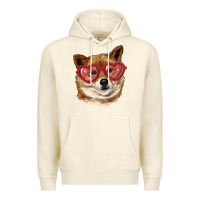 Sandshell shiba inu with love glasses Premium Hoodie - RanaPortraitStore