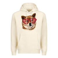 Tofu shiba inu with love glasses Premium Hoodie - RanaPortraitStore
