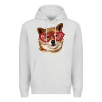 Dove Grey shiba inu with love glasses Premium Hoodie - RanaPortraitStore