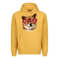 Mustard shiba inu with love glasses Premium Hoodie - RanaPortraitStore