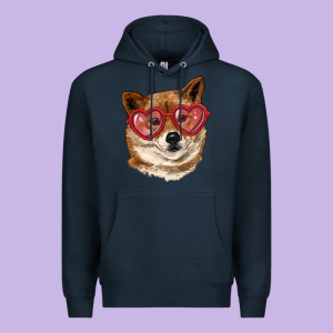 Shiba Inu With Love Glasses Premium Hoodie Designed By Ranaportraitstore