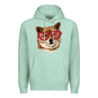 Seafoam shiba inu with love glasses Premium Hoodie - RanaPortraitStore