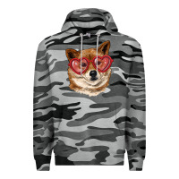 Slate Camo shiba inu with love glasses Premium Hoodie - RanaPortraitStore
