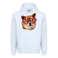 White shiba inu with love glasses Premium Hoodie - RanaPortraitStore