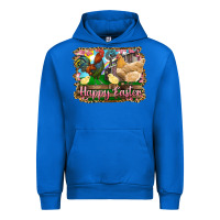 Cobalt happy easter rooster chicken and chick Urban Hoodie - RanaPortraitStore