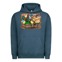 Pigment Midnight Navy happy easter rooster chicken and chick Urban Hoodie - RanaPortraitStore