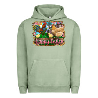 Pigment Oil Green happy easter rooster chicken and chick Urban Hoodie - RanaPortraitStore