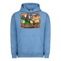Pigment Pebble Blue happy easter rooster chicken and chick Urban Hoodie - RanaPortraitStore