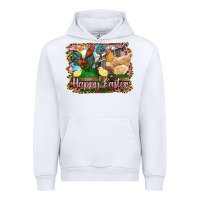 White happy easter rooster chicken and chick Urban Hoodie - RanaPortraitStore
