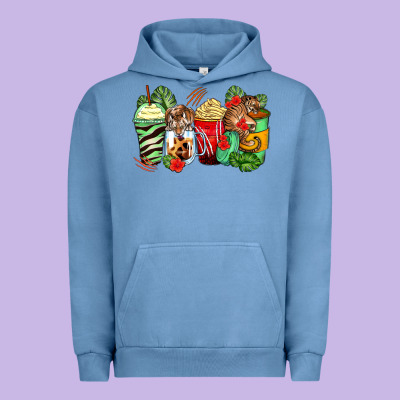 Tiger Coffee Cups Urban Hoodie Designed By Zillion Design Studio