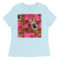 Baby Blue easter heifer with bunny ears seamless pattern Ladies Tee - Artiststas