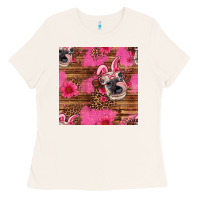 Bone easter heifer with bunny ears seamless pattern Ladies Tee - Artiststas