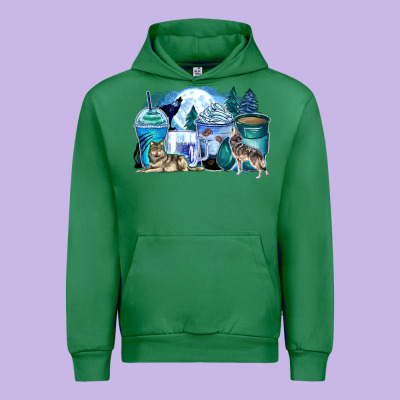 Wolf Coffee Cups Urban Hoodie Designed By Zillion Design Studio