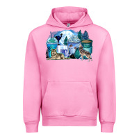 Fuchsia Pink wolf coffee cups Urban Hoodie - Zillion Design Studio