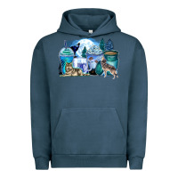 Pigment Midnight Navy wolf coffee cups Urban Hoodie - Zillion Design Studio