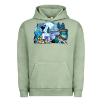 Pigment Oil Green wolf coffee cups Urban Hoodie - Zillion Design Studio