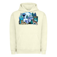 Pigment Pistachio wolf coffee cups Urban Hoodie - Zillion Design Studio