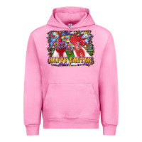 Fuchsia Pink Happy Easter Roosters Urban Hoodie - RanaPortraitStore