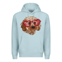 Blue Mist toy poodle with love glasses Premium Hoodie - RanaPortraitStore