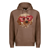 Chestnut toy poodle with love glasses Premium Hoodie - RanaPortraitStore
