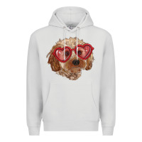 Dove Grey toy poodle with love glasses Premium Hoodie - RanaPortraitStore