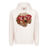 Pale Pink toy poodle with love glasses Premium Hoodie - RanaPortraitStore