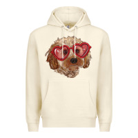 Sandshell toy poodle with love glasses Premium Hoodie - RanaPortraitStore