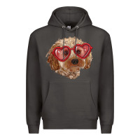 Smoke toy poodle with love glasses Premium Hoodie - RanaPortraitStore