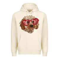 Tofu toy poodle with love glasses Premium Hoodie - RanaPortraitStore
