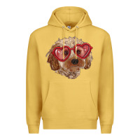 Antique Gold toy poodle with love glasses Premium Hoodie - RanaPortraitStore