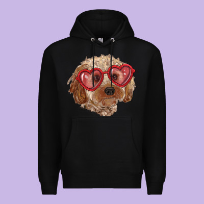 Toy Poodle With Love Glasses Premium Hoodie Designed By Ranaportraitstore