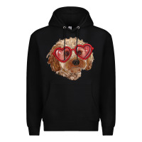 Black toy poodle with love glasses Premium Hoodie - RanaPortraitStore