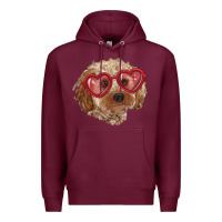 Burgundy toy poodle with love glasses Premium Hoodie - RanaPortraitStore